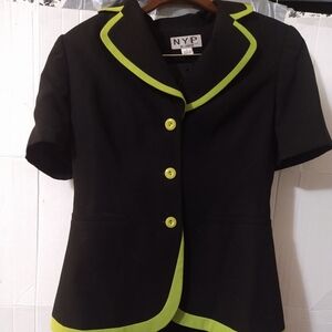 Black & Lime Green Skirt Suit